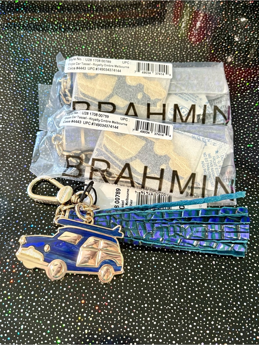 Brahmin Royalty Copa Car Keychain with Iridescent Tassel